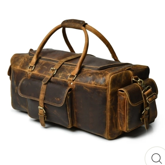 Retro Buffalo Leather Duffle Bag - Recondite Sepia by Sam's Buffalo 26 In NWT's